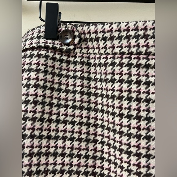 Ann Taylor LOFT Houndstooth Beige Brown with Pink Skirt Size 14 - Picture 2 of 4